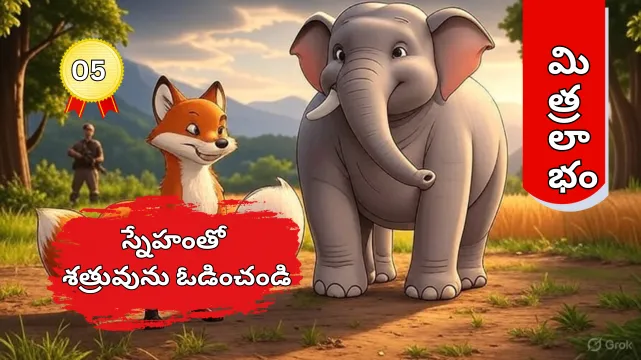 కుందేలు మరియు ఏనుగు కథ - స్నేహంతో శత్రువును ఓడించడం Panchatantra Tales Telugu